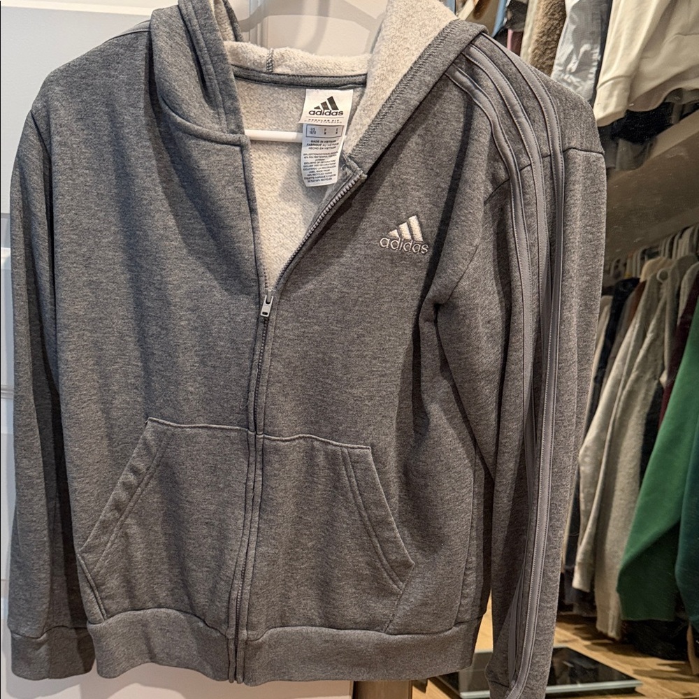 Adidas Heather Gray Hoodie with Logo